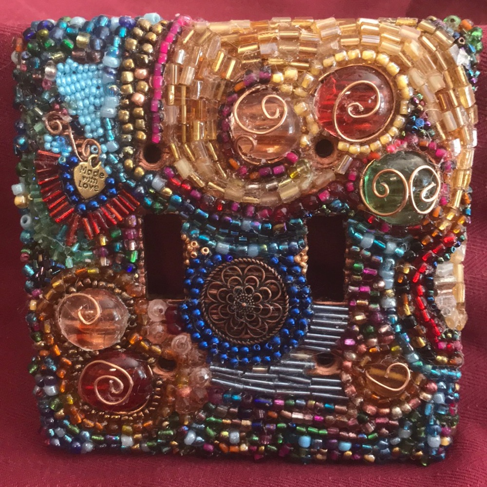 Double ceramic handmade beaded light switch cover